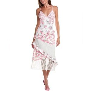 Cottage Floral Lace Trim Dress